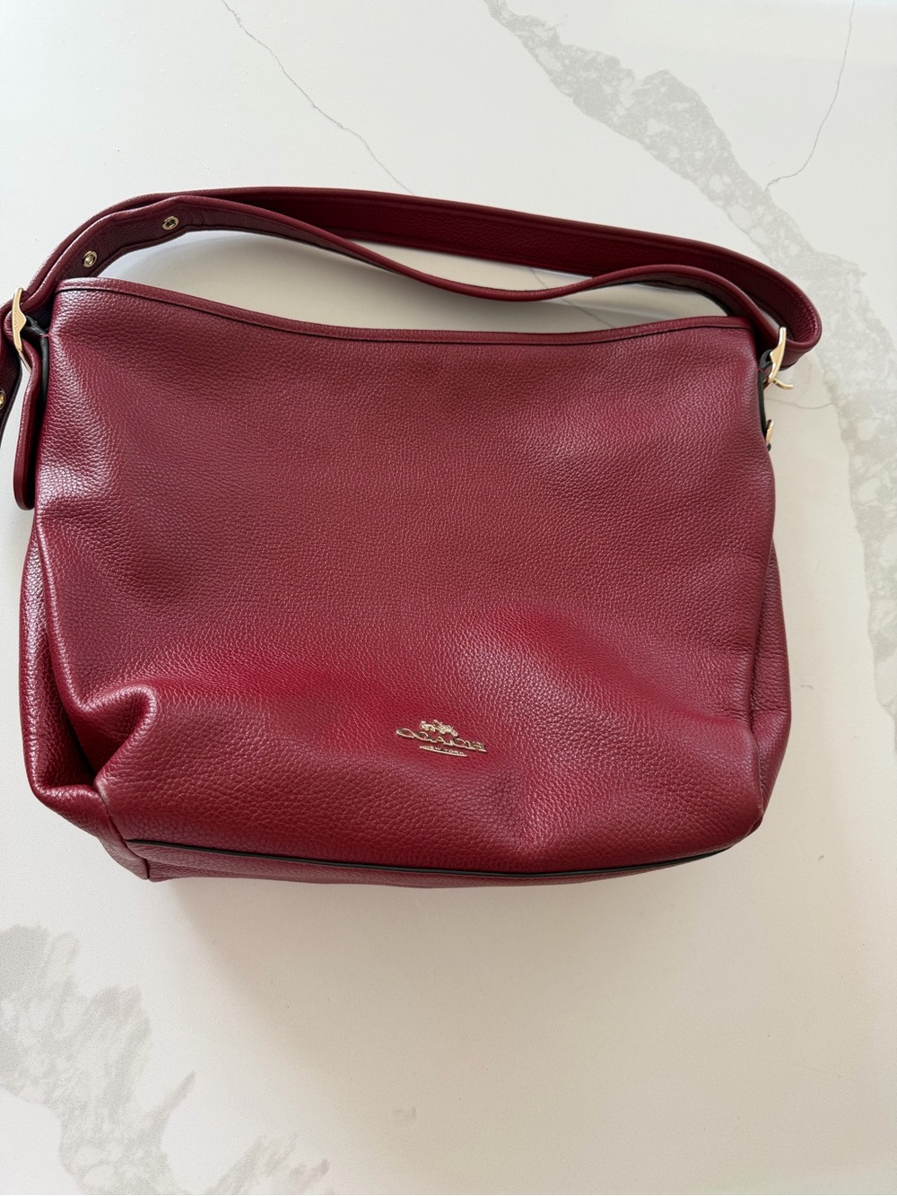 Coach Pebbled Leather Shoulder Bag in Wine